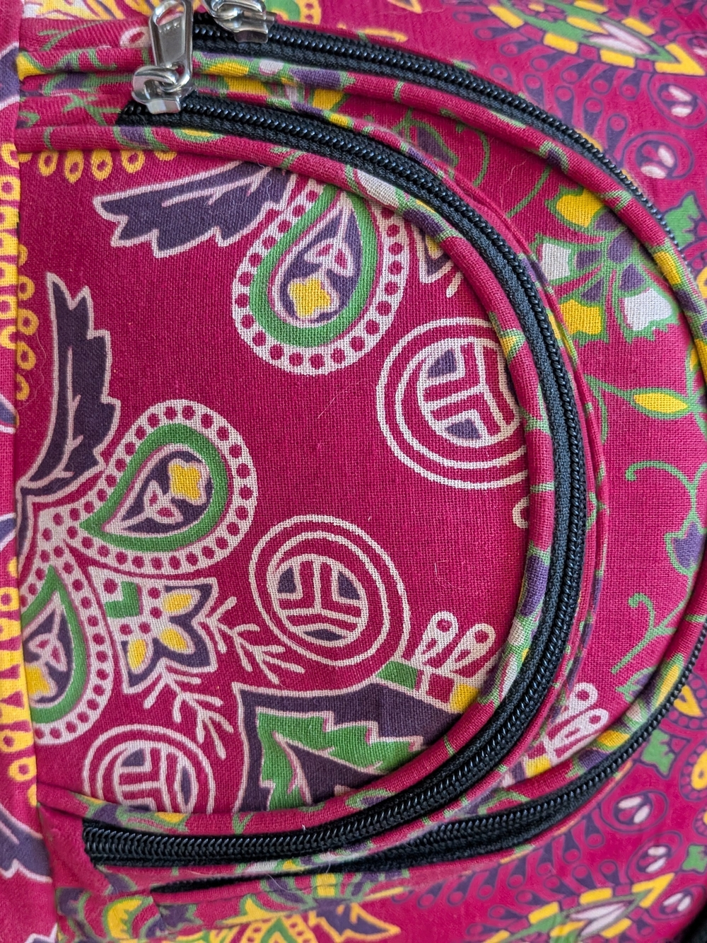 Bohemian Red Patterned Drawstring Backpack - Picture 3 of 4